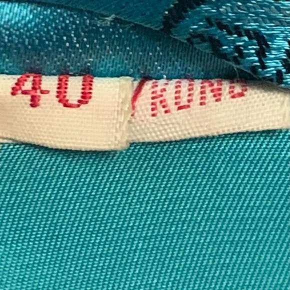 Antique Vintage Teal Satin Made in Hong Kong size 40 - Picture 4 of 10
